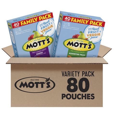 Mott’s Berry & Assorted Fruit Flavored Snacks, Family Pack, 64 oz (80 ...