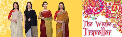 THE WEAVE TRAVELLER Handloom Cotton Women Saree With Attached Blouse ...