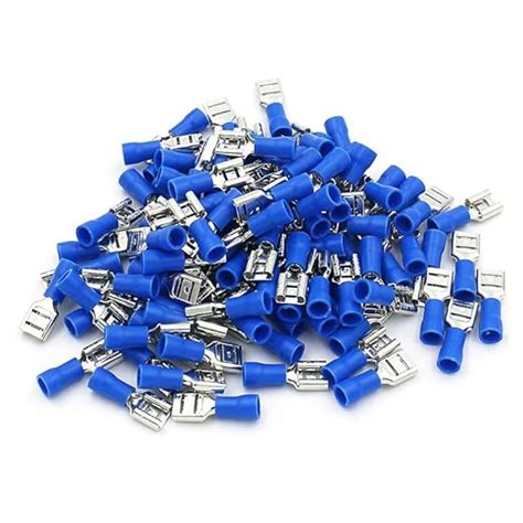 100 Pcs Female Insulated Spade Wire Crimp Connectors 16-14AWG Insulated ...