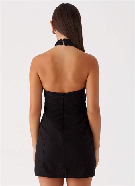 Sabine Linen Mini Dress - Black – Peppermayo