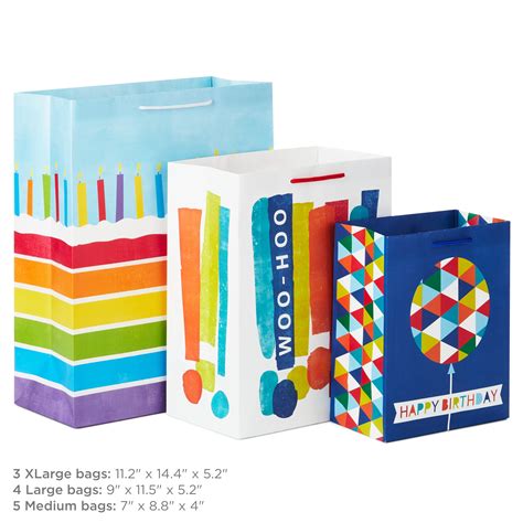 Buy Hallmark Gift Bags in Assorted Sizes (Pack of 12 - 5 Medium 8, 4 ...