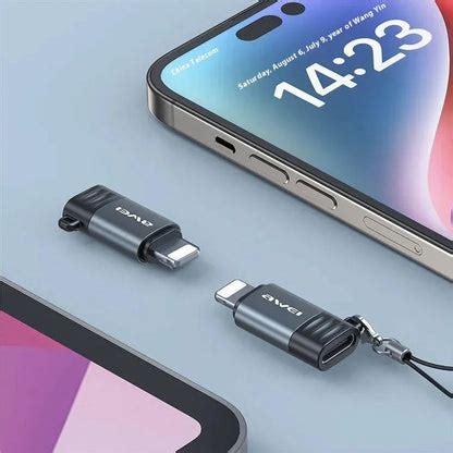 AWEI A11 Type-C Female to iP Male Charging Converter Data Transfer Mini ...