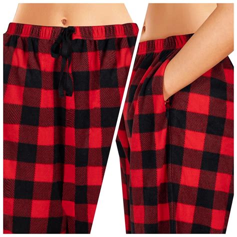 Red and Black Plaid Pajama Pants, Polar Fleece Christmas Pajama Pants ...