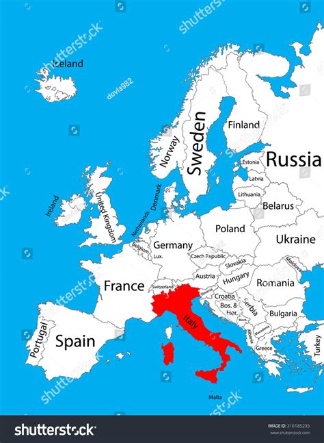 Italy High Detailed Vector Map Europe: เวกเตอร์สต็อก (ปลอดค่าลิขสิทธิ์) 316185293 | Shutterstock