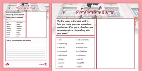 Graduation Poem Writing Template