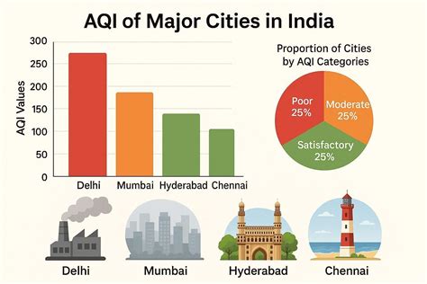 write AQI of major cities of India (Delhi, Mumbai, Hyderabad, Chennai ...