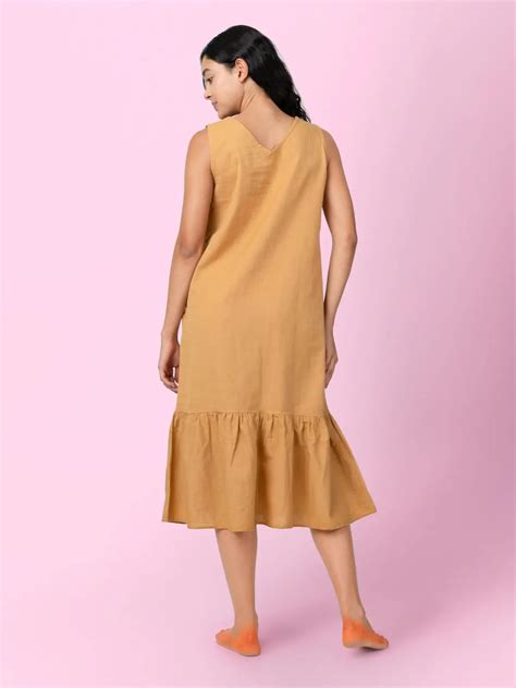 Kendey - Mustard Tiered Midi Dress