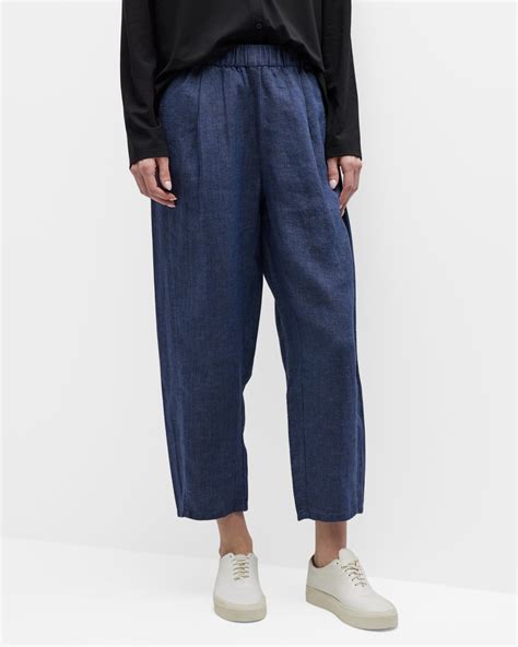 Eileen Fisher Petite Cropped Linen Lantern Pants | Neiman Marcus