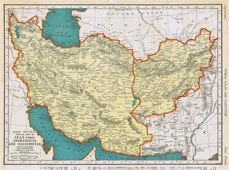 1940 Genuine Antique Map Popular Map of Iran (Persia), Afghanistan, and Baluchistan – Maps of ...