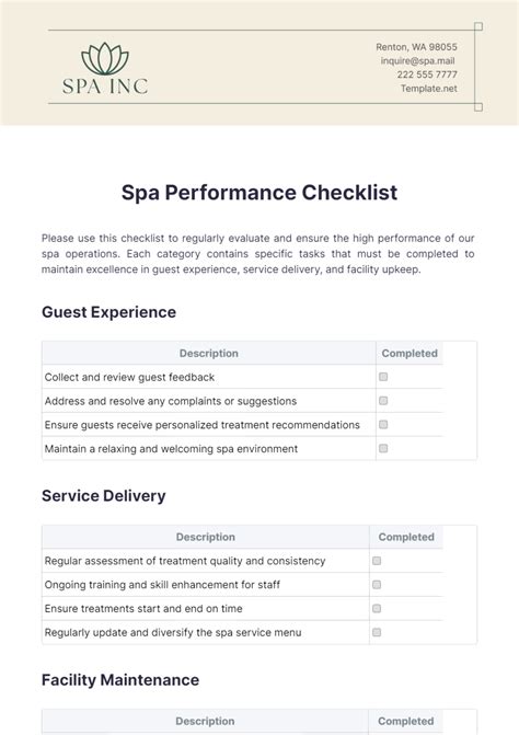 Free Performance Checklist Templates, Editable and Printable