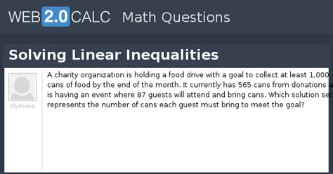 View question - Solving Linear Inequalities