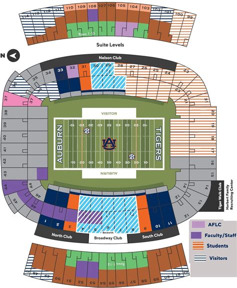 Jordan Hare Stadium Seating Chart with Seat Numbers