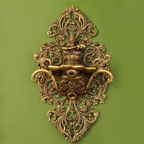 Buy Brass Handcrafted Saraswati Wall Hanging Diya - 13 inch x 8 inch ...
