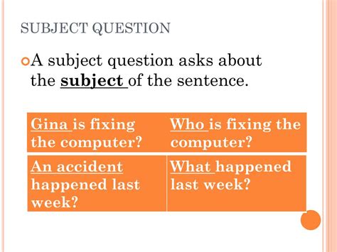 Image result for Examples Subject Question