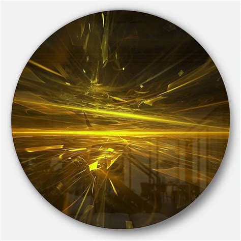 Designart "Bright Golden Chaos Fractal Design Contemporary Abstract ...