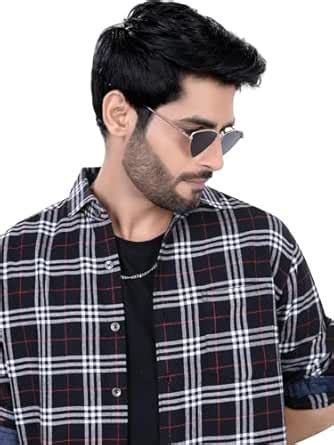 VASTRADO Mens Black & White Checkered Shirt | 100% Cotton Fabric ...