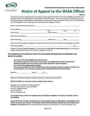 Fillable Online Appeal forms and Procedure 2015-16 Fax Email Print ...