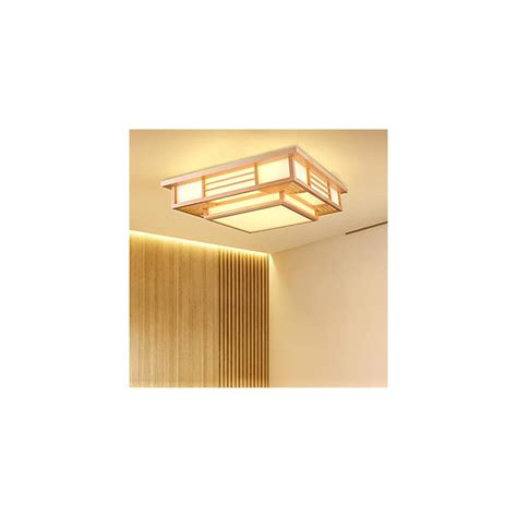 Buy TFCFL Wood Square Tatami Ceiling Light Fixture, Japanese Style LED ...