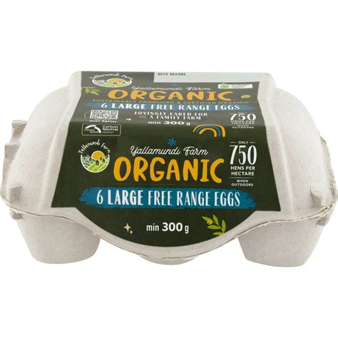 Yallamundi Farm 6 Large Organic Free Range Eggs 300g | Woolworths