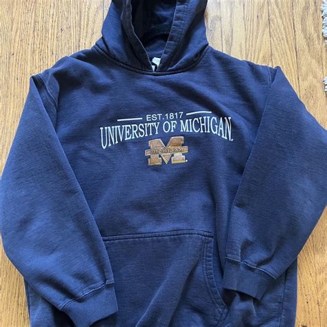 university of michigan hoodie repop small pink... - Depop