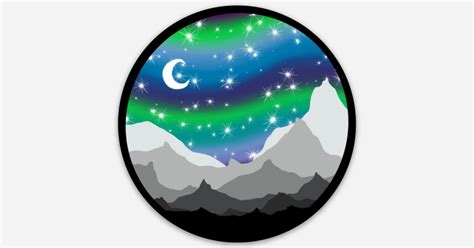 Alaska Northern Lights Sticker by Sam Ink Designs | Round stickers ...