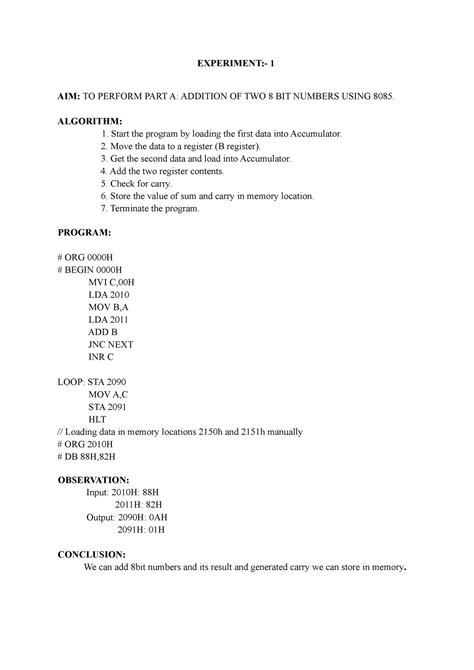 COMA LAB Manul 2003 05105061 - EXPERIMENT:- 1 AIM: TO PERFORM PART A ...
