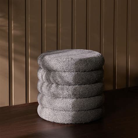 Buy Elves Boucle Plywood Pouf - Grey Online