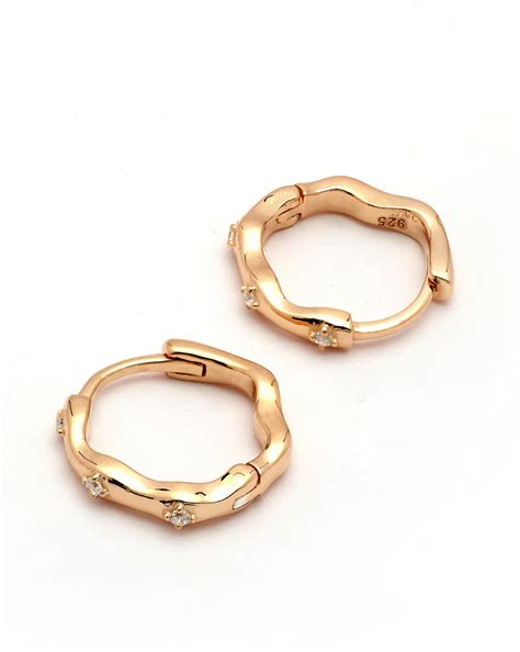 925 Sterling Silver 18kt Rose Gold Plated CZ Hoop Earring – Carlton ...