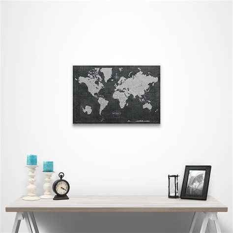 Buy Conquest Maps World Travel Map with Pins Modern Slate Style Push ...