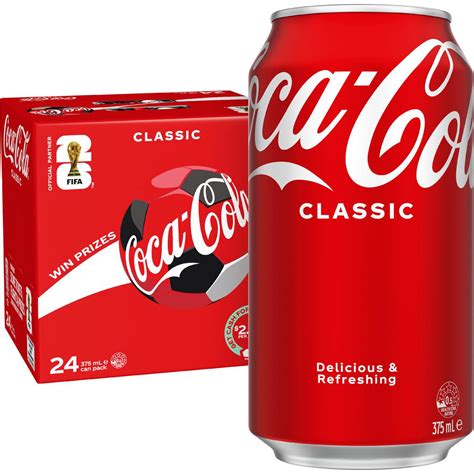 Coca - Cola Classic Soft Drink Multipack Cans 375ml X 24 Pack | Woolworths