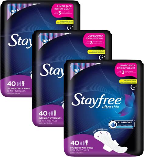 Amazon.com: Stayfree Ultra Thin Overnight Pads with Wings, For Women ...