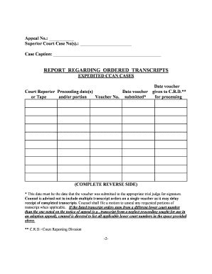 Report Regarding Ordered Transcripts - Blank Fillable Template | Fill ...