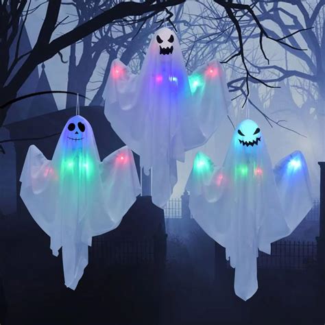 Amazon.com: Halloween Ghost Yard Stakes - Set of 3 Light Up Scaring ...