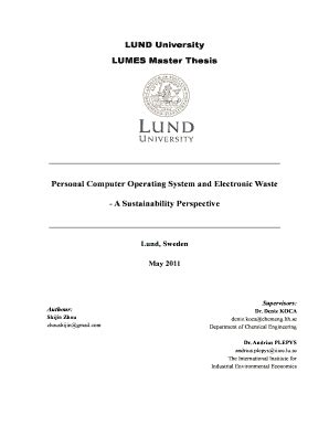 Fillable Online LUND University LUMES Master Thesis Fax Email Print ...