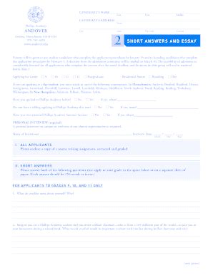Phillips Exeter Academy Application Essays - Fill Online, Printable ...