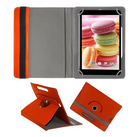 Fastway Rotating 360° Leather Flip Case for Lava Ivory M4 Tablet Orange ...