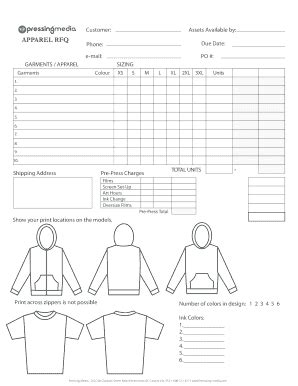 Apparel RFQ Form - Pressing Media - Fill and Sign Printable Template Online