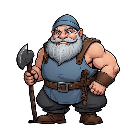 cartoon gnome with axe and beard 49611234 PNG