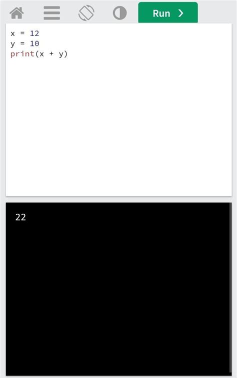 1. Write a program to add two numbers x=12. y=10 and display the answer ...