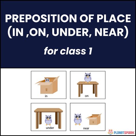 Class 1 Grammar Worksheet on Prepositions of Place | PlanetSpark