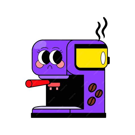 Cute purple coffee machine cartoon | Premium Vector