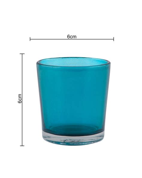 Glossy Votive Set (4 Pieces) Turquoise glass candle holder, with T-lig ...