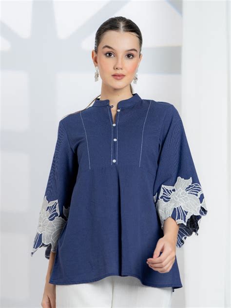 Classic Black High-Neck Embroidered Tunic Top | Zolo Label – ZoloLabel