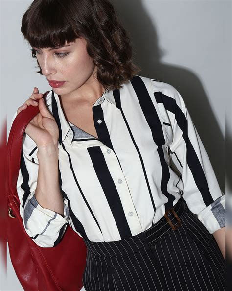 White & Black Striped Formal Shirt