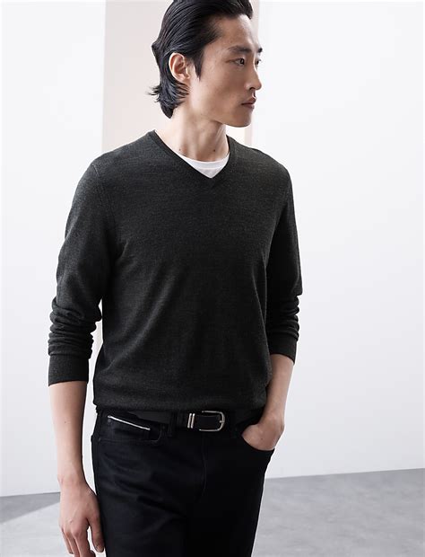 Buy Pure Extra Fine Merino Wool V-Neck Jumper at Marks & Spencer