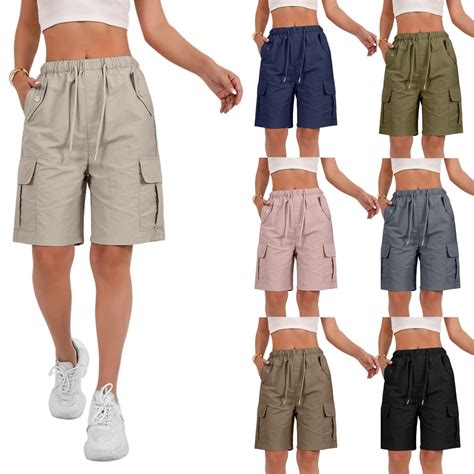 TQWQT Light Brown Shorts Women Bermuda Shorts Knee Length Trendy Summer ...