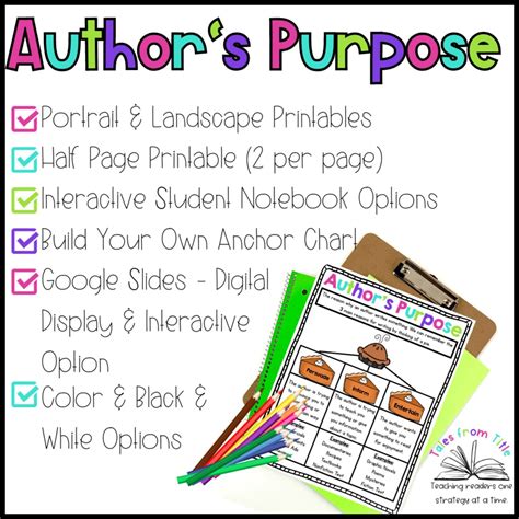 Transform Your Reading Lessons with Engaging Author’s Purpose Anchor ...