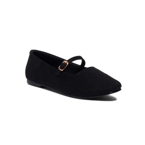 Buy Eridani Betty Black Solid Buckle Ballerinas Online