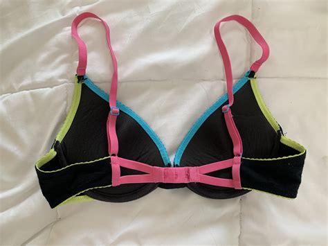 No Boundaries 36B Bra Black & Contrast Bright Colors - Gem