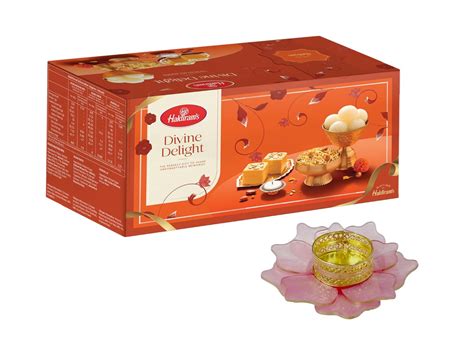 Haldiram's Divine Delight Diwali Gift Box with Lotus Medium Diya + Free ...